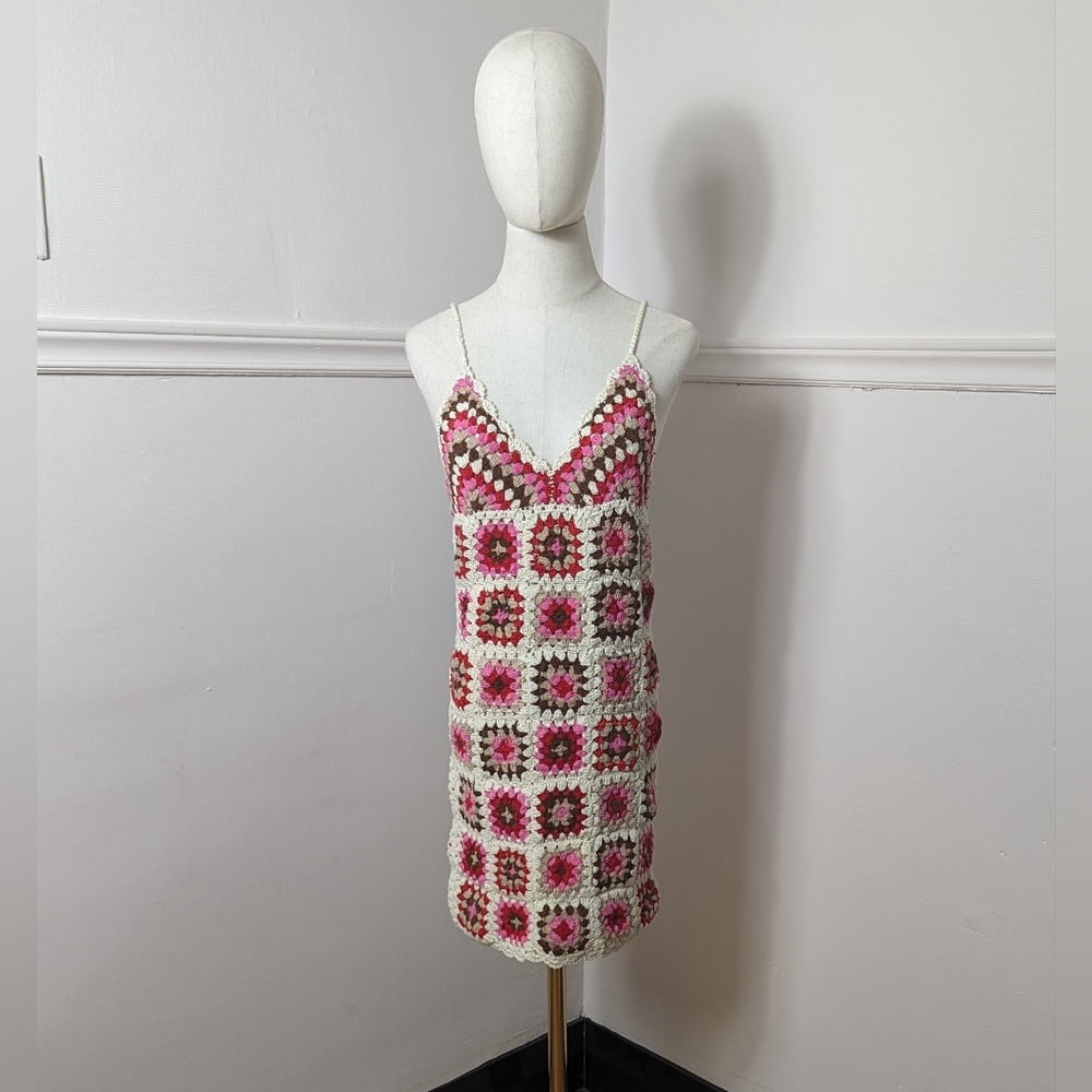Mango Handmade Crotchet Knit Dress, Size NWTS